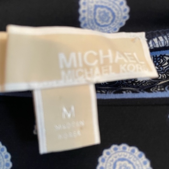 Michael Kors Blue Patterned Boat Neck Dress, Size Medium - Picture 4 of 5